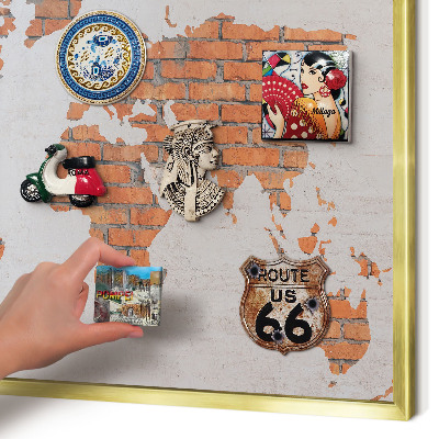 Pizarra magnética de pared en color oro Mapa de ladrillos