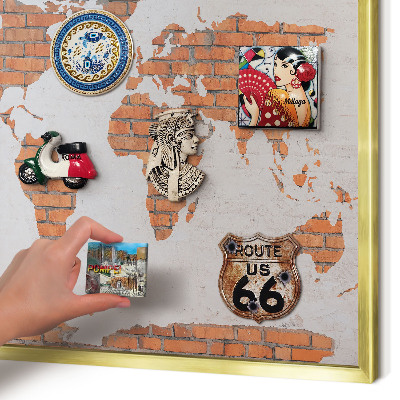 Pizarra magnética de pared en color oro Mapa de ladrillos