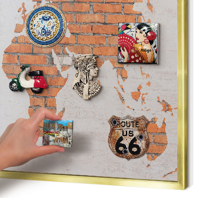 Pizarra magnética de pared en color oro Mapa de ladrillos