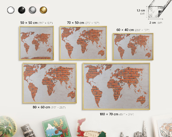 Pizarra magnética de pared en color oro Mapa de ladrillos