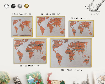 Pizarra magnética de pared en color oro Mapa de ladrillos