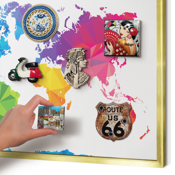 Tablero para imanes decorativo con marco dorado Mapa de colores