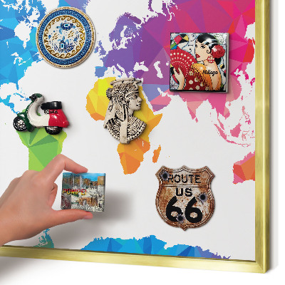 Tablero para imanes decorativo con marco dorado Mapa de colores