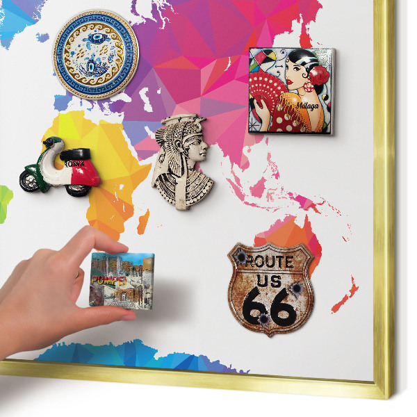 Tablero para imanes decorativo con marco dorado Mapa de colores