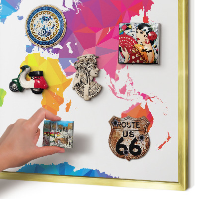 Tablero para imanes decorativo con marco dorado Mapa de colores