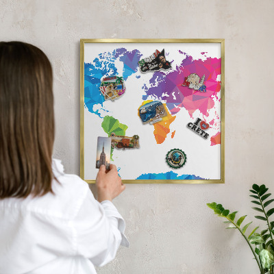 Tablero para imanes decorativo con marco dorado Mapa de colores