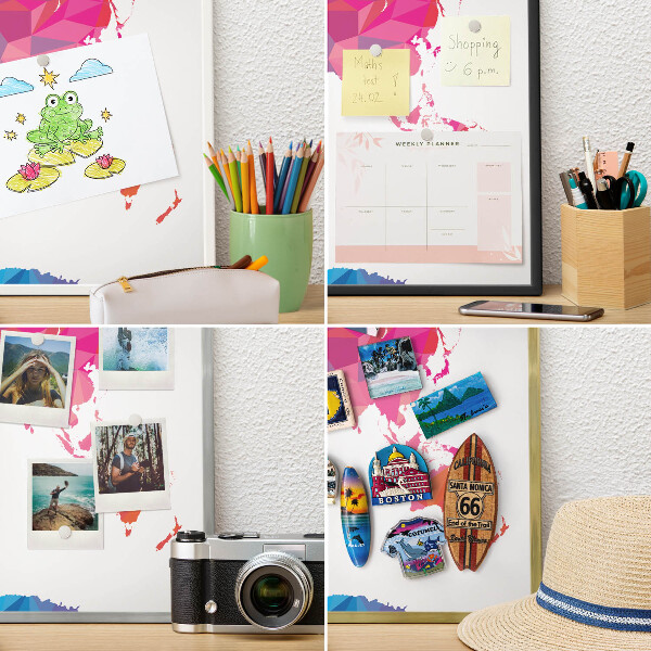 Tablero para imanes decorativo con marco dorado Mapa de colores