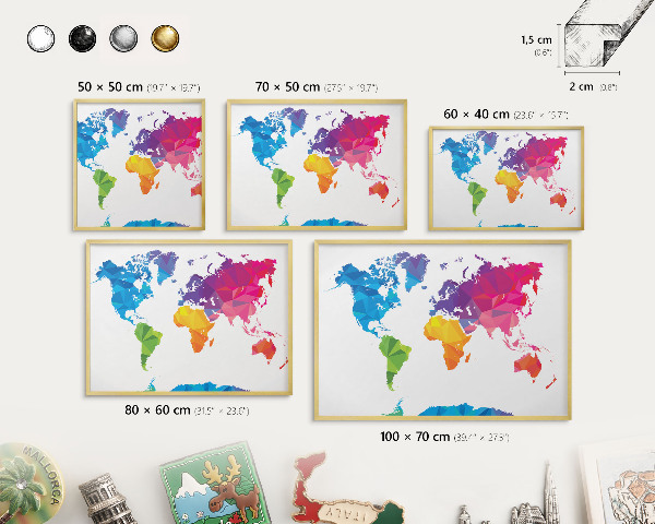 Tablero para imanes decorativo con marco dorado Mapa de colores