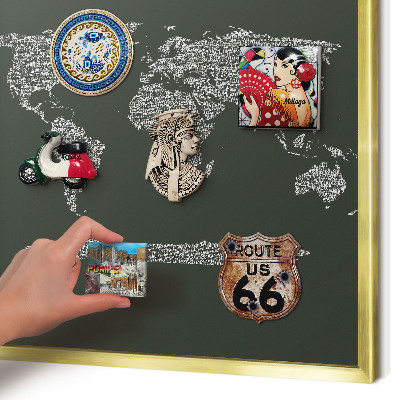 Pizarra magnética de pared en color oro Mapa de texto