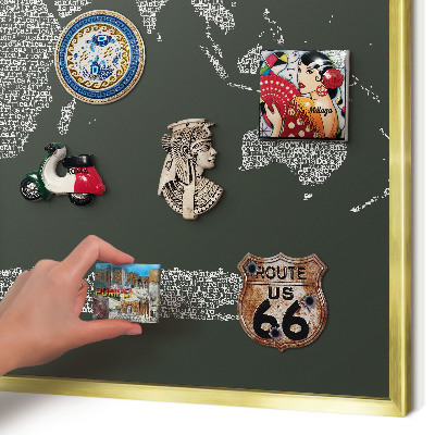 Pizarra magnética de pared en color oro Mapa de texto