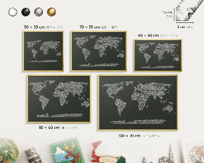 Pizarra magnética de pared en color oro Mapa de texto