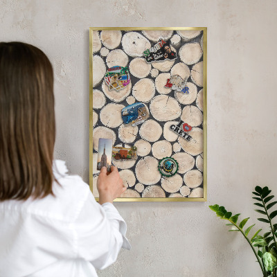 Pizarra magnética de pared en color oro Textura de madera