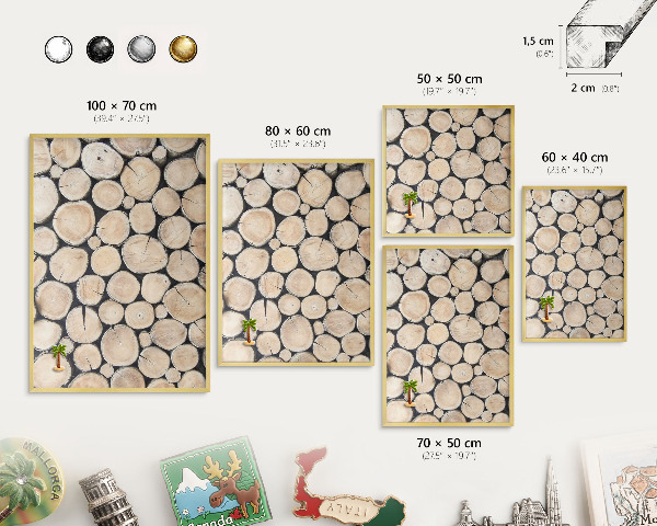 Pizarra magnética de pared en color oro Textura de madera
