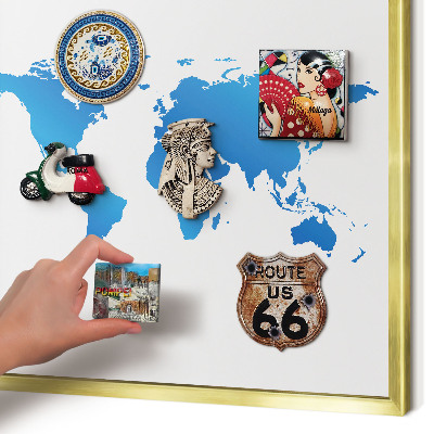 Tablero para imanes decorativo con marco dorado Mapa del mundo