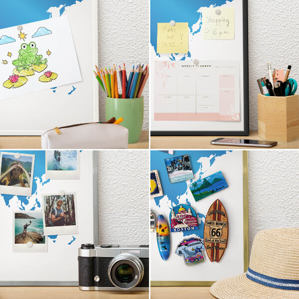 Tablero para imanes decorativo con marco dorado Mapa del mundo
