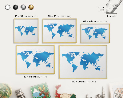 Tablero para imanes decorativo con marco dorado Mapa del mundo