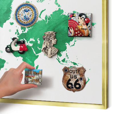Pizarra magnética de pared en color oro Mapa verde