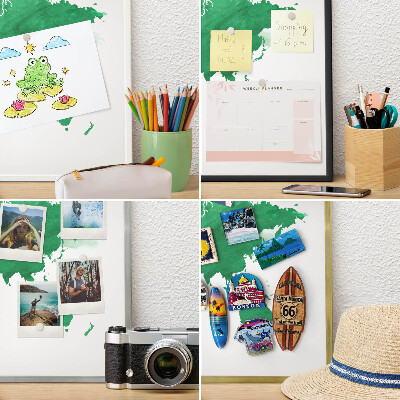 Pizarra magnética de pared en color oro Mapa verde