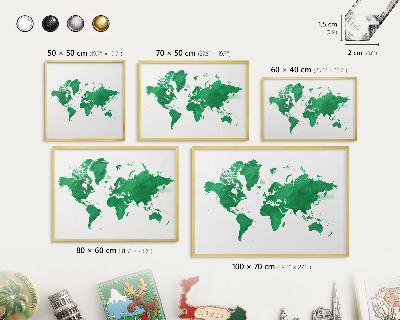 Pizarra magnética de pared en color oro Mapa verde