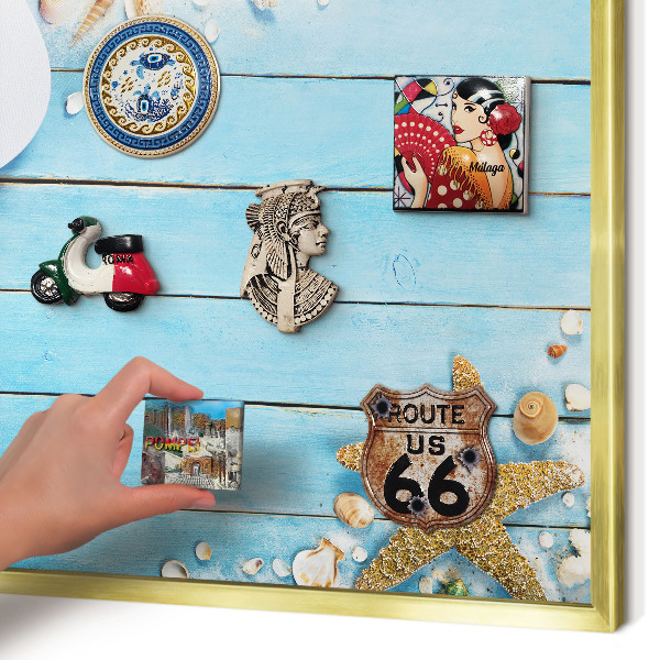 Tablero para imanes decorativo con marco dorado Descanso de vacaciones