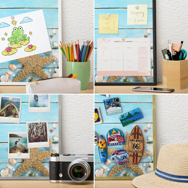 Tablero para imanes decorativo con marco dorado Descanso de vacaciones