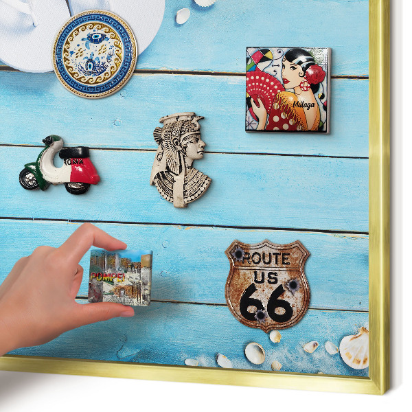 Tablero para imanes decorativo con marco dorado Descanso de vacaciones