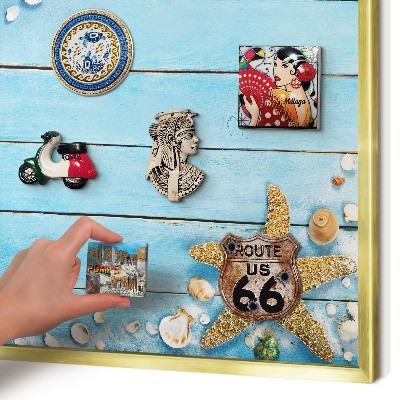 Tablero para imanes decorativo con marco dorado Descanso de vacaciones