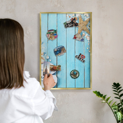 Tablero para imanes decorativo con marco dorado Descanso de vacaciones