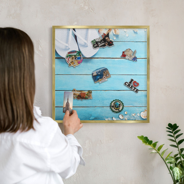 Tablero para imanes decorativo con marco dorado Descanso de vacaciones
