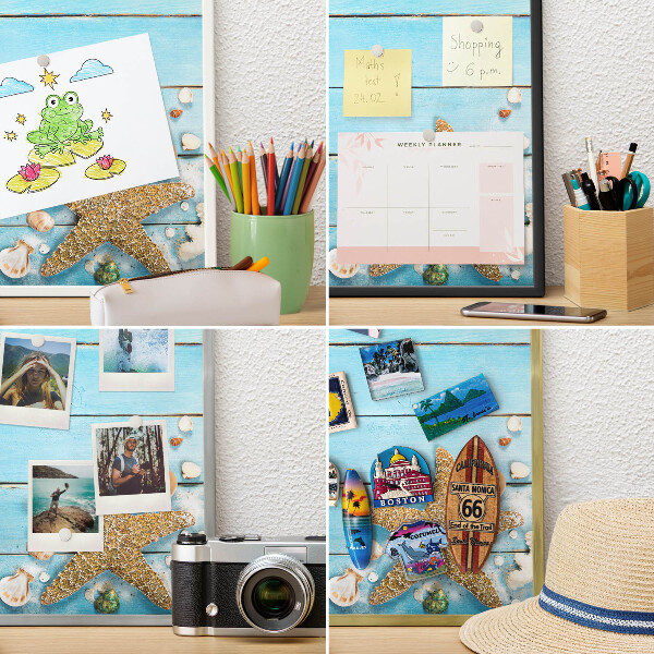 Tablero para imanes decorativo con marco dorado Descanso de vacaciones