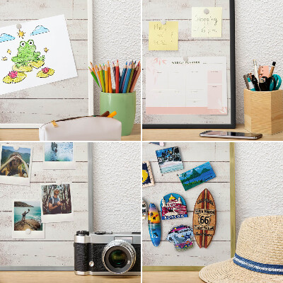 Tablero para imanes decorativo con marco dorado Madera clara
