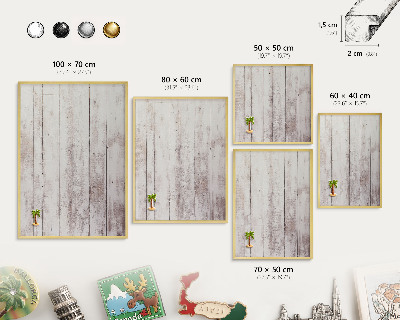 Tablero para imanes decorativo con marco dorado Madera clara