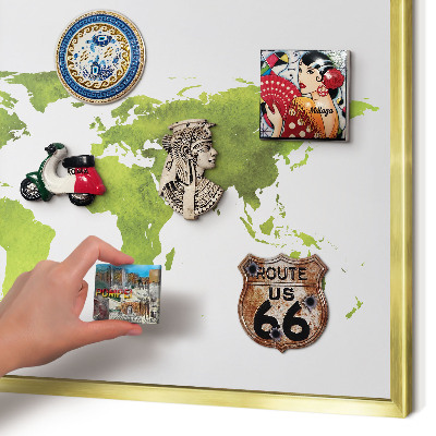 Tablero para imanes decorativo con marco dorado Mapa verde