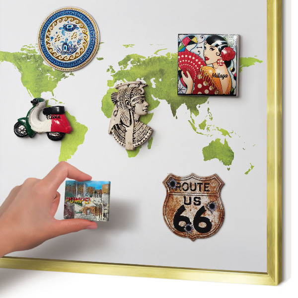 Tablero para imanes decorativo con marco dorado Mapa verde