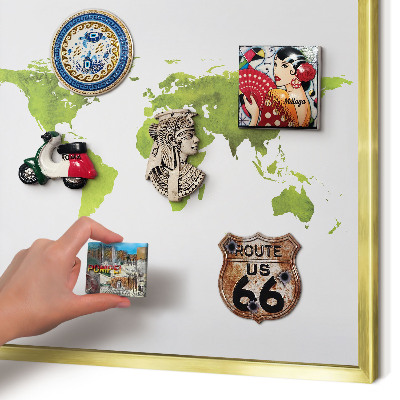 Tablero para imanes decorativo con marco dorado Mapa verde