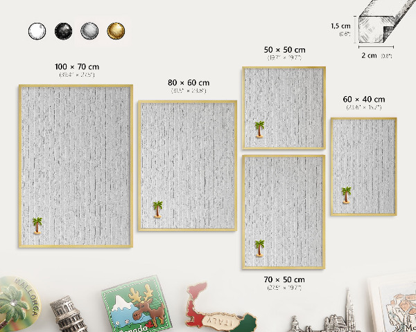 Tablero para imanes decorativo con marco dorado Muro de ladrillo