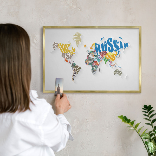 Pizarra magnética de pared en color oro Mapa de colores