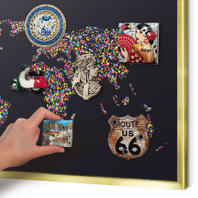 Tablero para imanes decorativo con marco dorado Mapa de colores