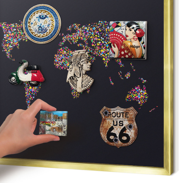 Tablero para imanes decorativo con marco dorado Mapa de colores