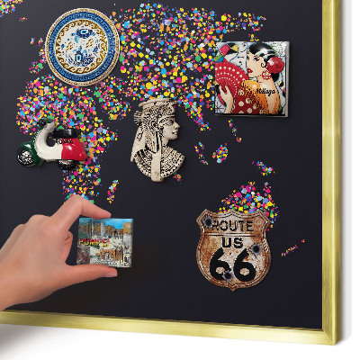 Tablero para imanes decorativo con marco dorado Mapa de colores