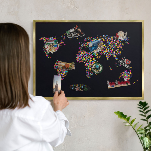 Tablero para imanes decorativo con marco dorado Mapa de colores