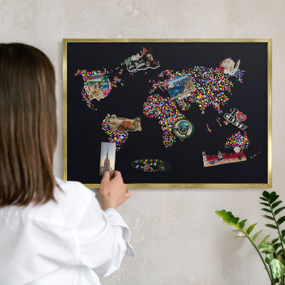 Tablero para imanes decorativo con marco dorado Mapa de colores