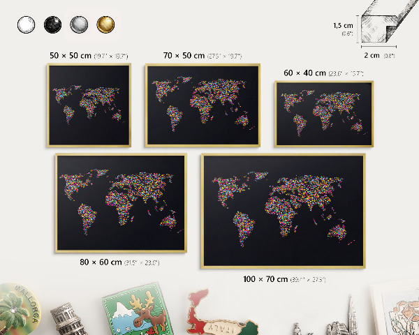 Tablero para imanes decorativo con marco dorado Mapa de colores