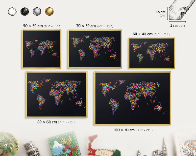 Tablero para imanes decorativo con marco dorado Mapa de colores