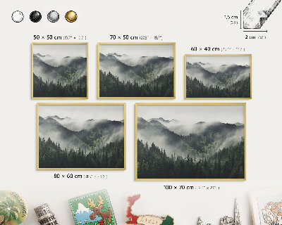 Tablero para imanes decorativo con marco dorado Montañas verdes