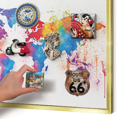 Tablero para imanes decorativo con marco dorado Mapa de colores
