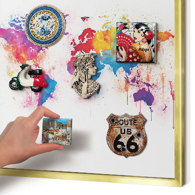 Tablero para imanes decorativo con marco dorado Mapa de colores