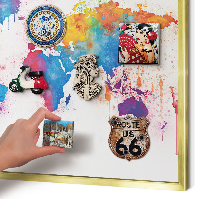 Tablero para imanes decorativo con marco dorado Mapa de colores