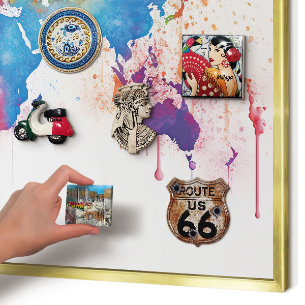 Tablero para imanes decorativo con marco dorado Mapa de colores