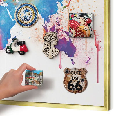 Tablero para imanes decorativo con marco dorado Mapa de colores